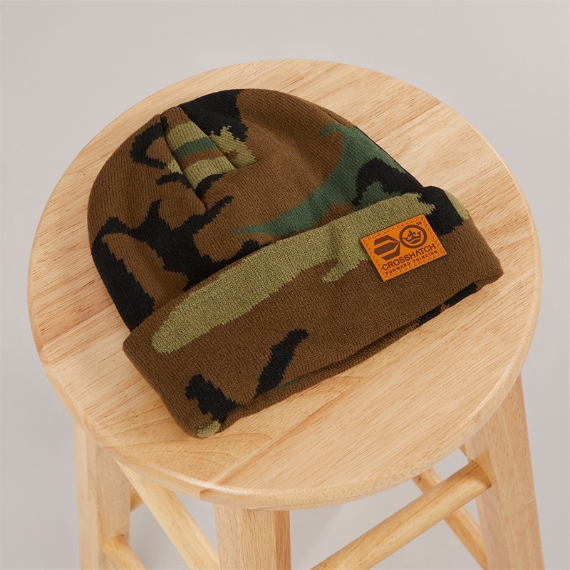 Crosshatch Mens Camo Beanie Green Camo - Image 2