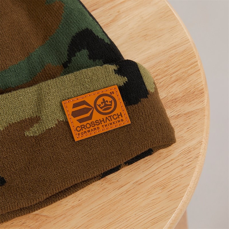Crosshatch Mens Camo Beanie Green Camo - Image 3