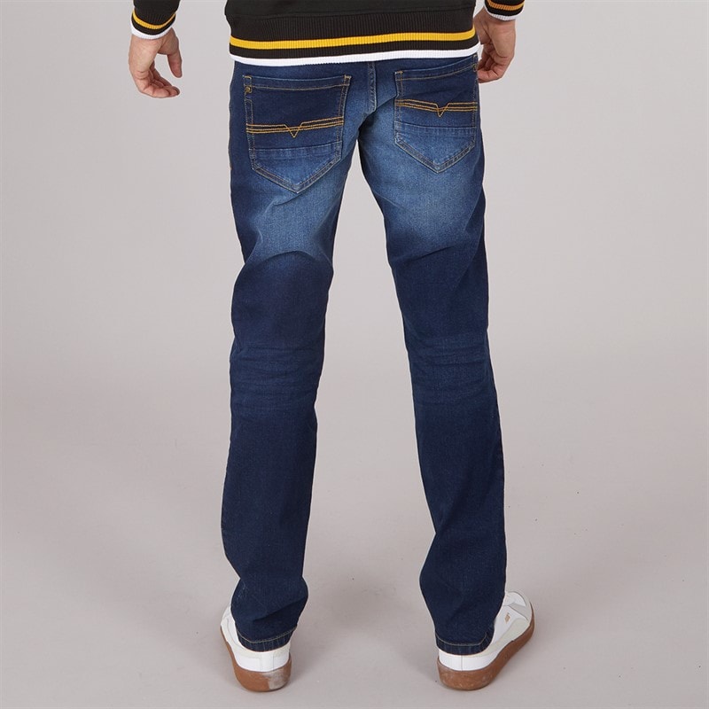 Crosshatch Mens Chas Straight Fit Jeans Dark Wash - Image 2