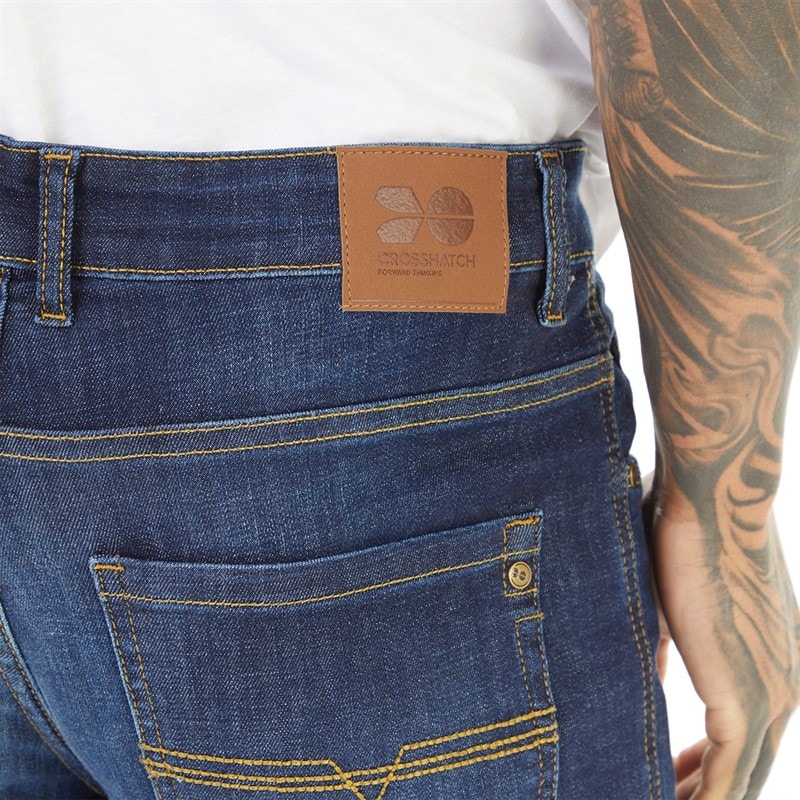 Crosshatch Mens Chas Straight Fit Jeans Dark Wash - Image 3