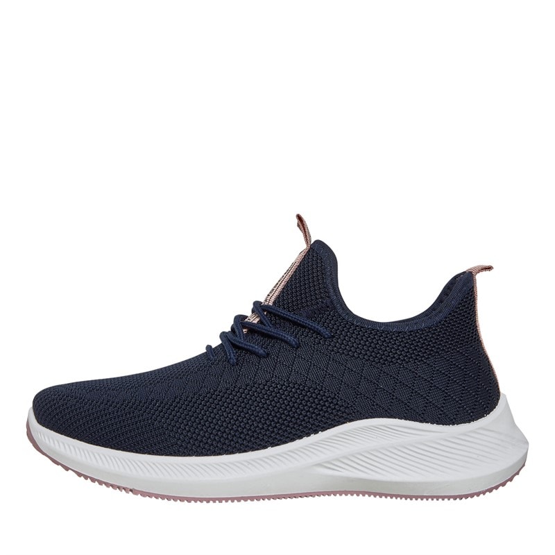 Crosshatch Womens Ridgeway Trainers Navy/Pink - Image 1