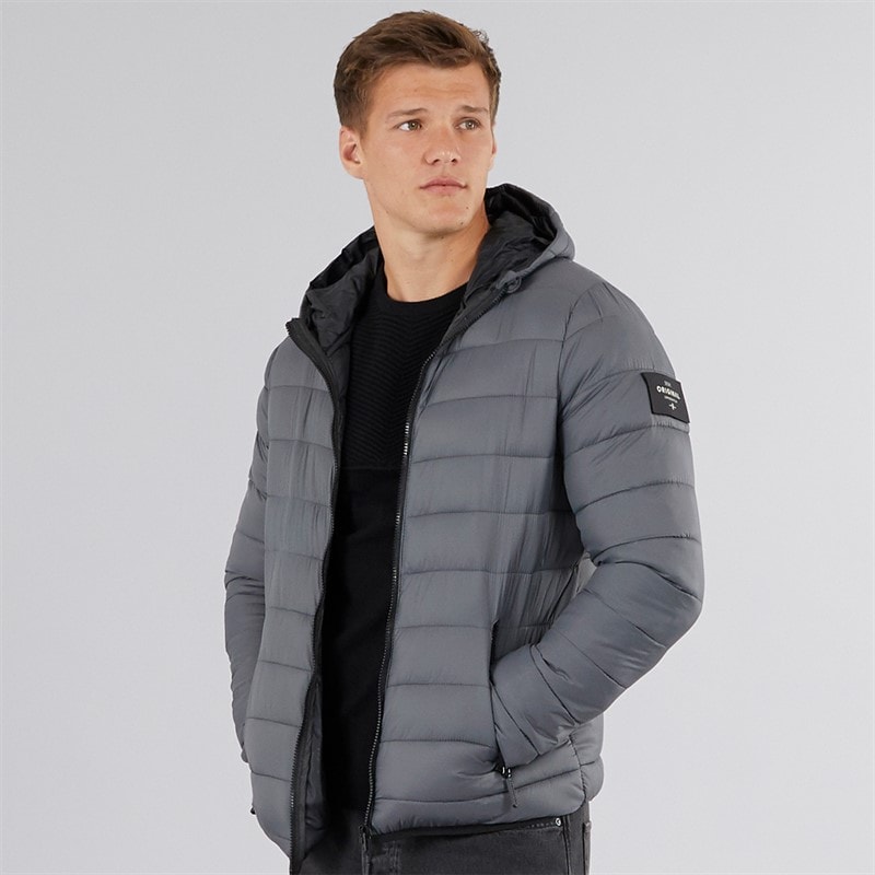 Crosshatch Mens Gattering Puffer Jacket Charcoal