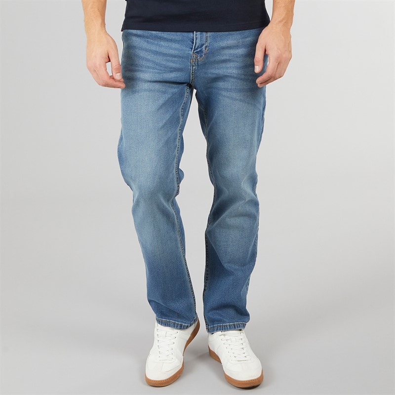 Crosshatch Mens Detendu Relaxed Fit Jeans Mid Wash - Image 1