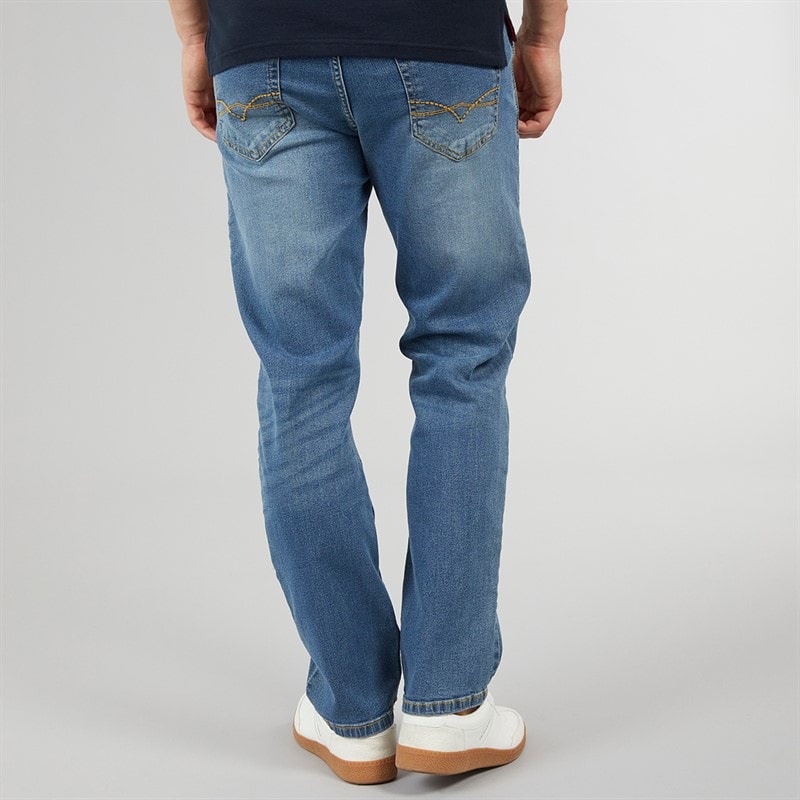 Crosshatch Mens Detendu Relaxed Fit Jeans Mid Wash - Image 2