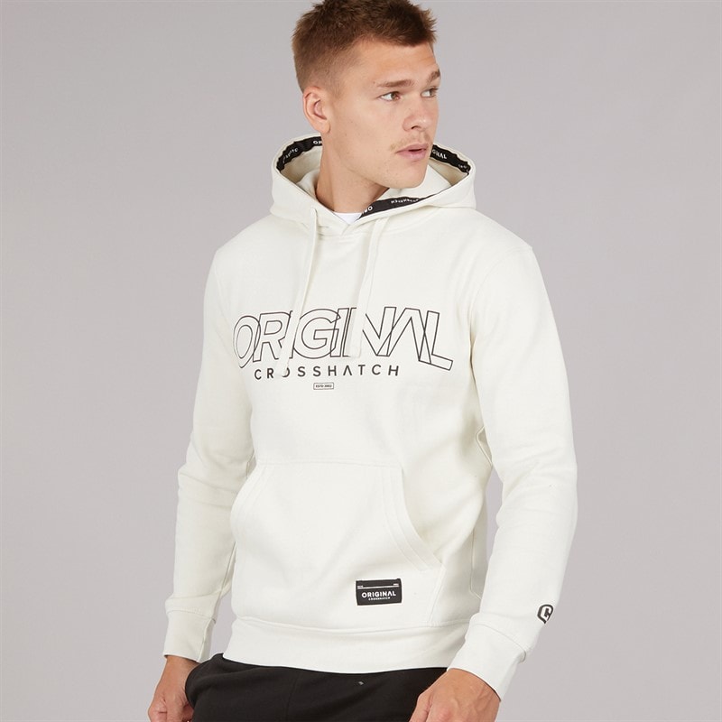 Crosshatch Mens Carrimoore Hoodie Off White - Image 1