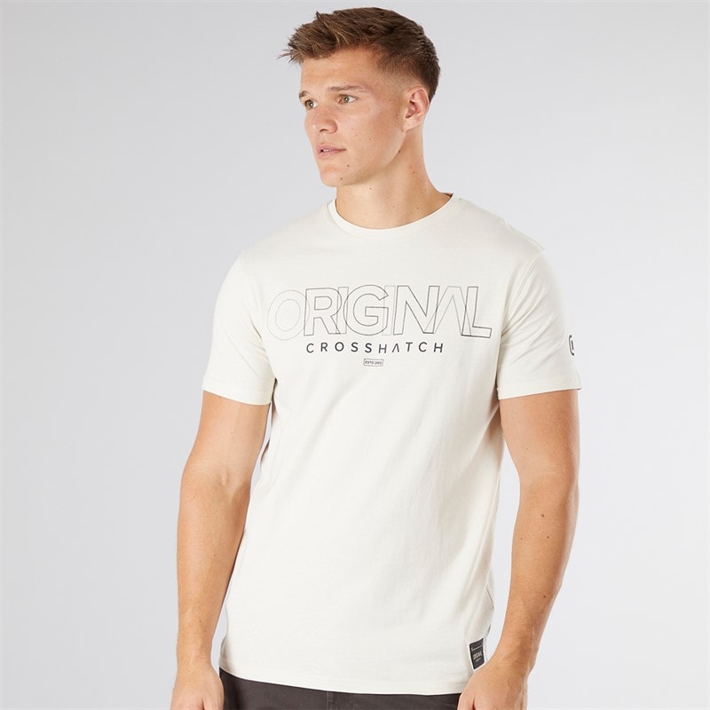 Crosshatch Mens Carrimoore T-Shirt Off White - Image 1
