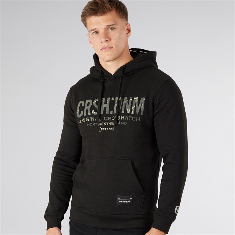 Crosshatch Mens Campbox Hoodie Black - Image 1
