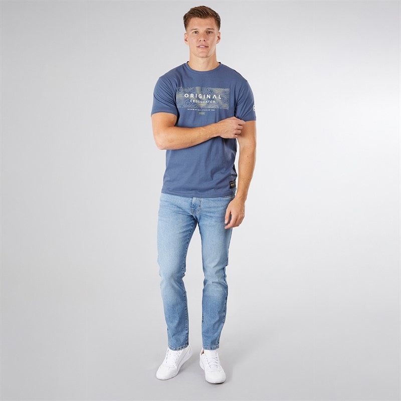 Crosshatch Mens Mappedout T-Shirt Denim - Image 3