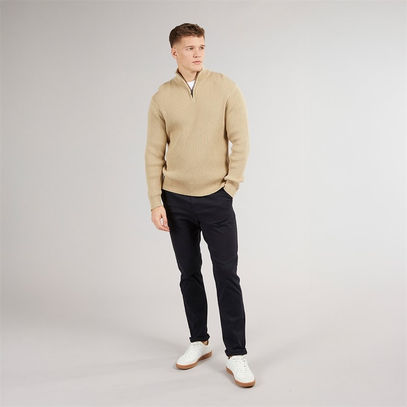Crosshatch Mens Havaline 1/4 Zip Knitted Jumper Stone - Image 4