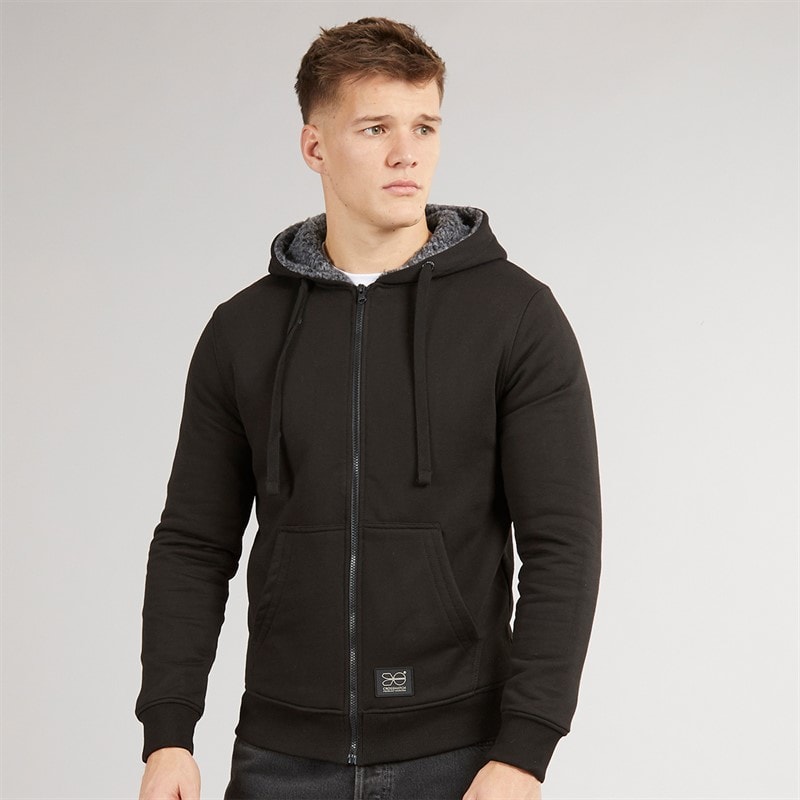 Crosshatch Mens Karter Sherpa Lined Hoodie Black - Image 3