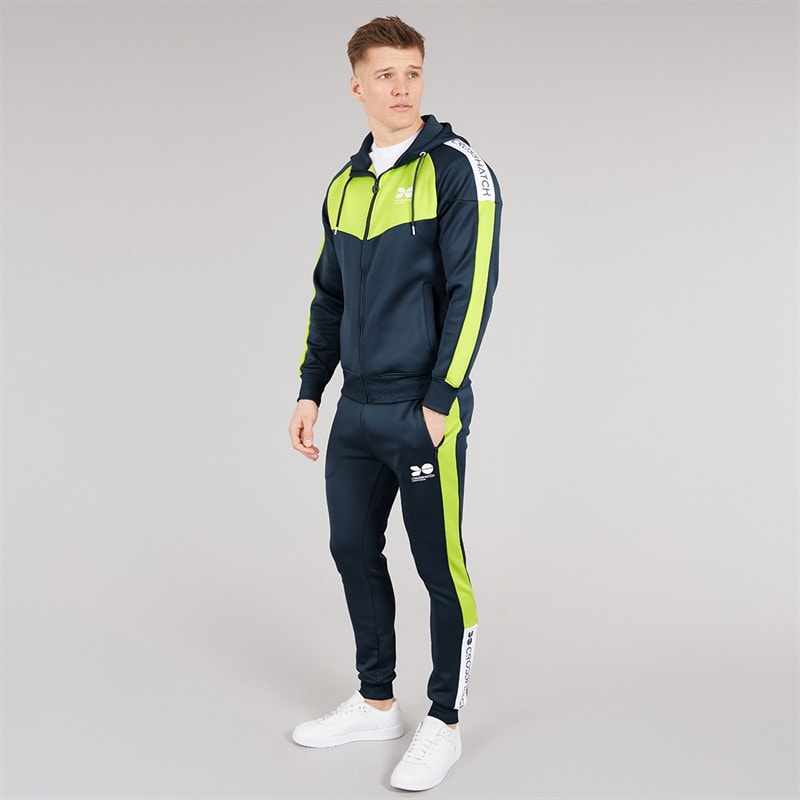 Crosshatch Mens Glotrack Tracksuit Lime Punch - Image 4