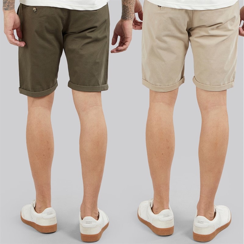 Crosshatch Mens Sinwood Two Pack Chino Shorts Khaki/Beige - Image 2