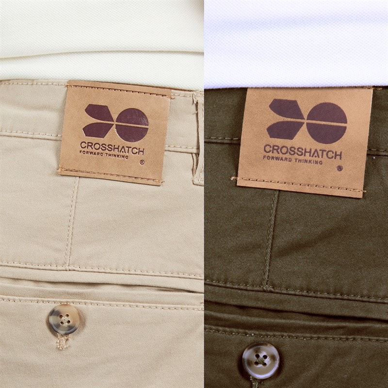 Crosshatch Mens Sinwood Two Pack Chino Shorts Khaki/Beige - Image 3
