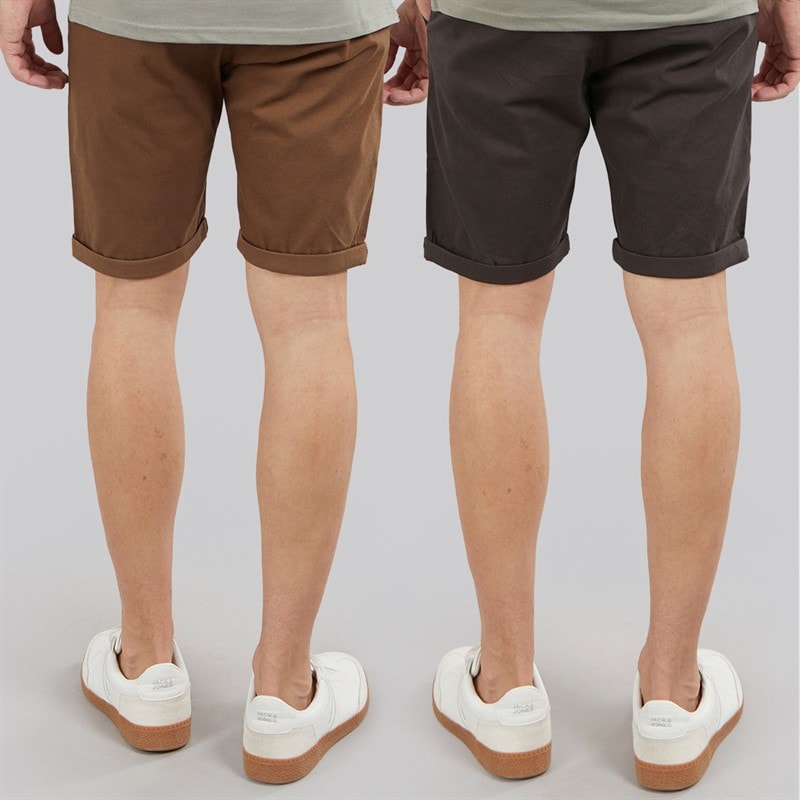 Crosshatch Mens Sinwood Two Pack Chino Shorts Charcoal/Cinnamon - Image 2