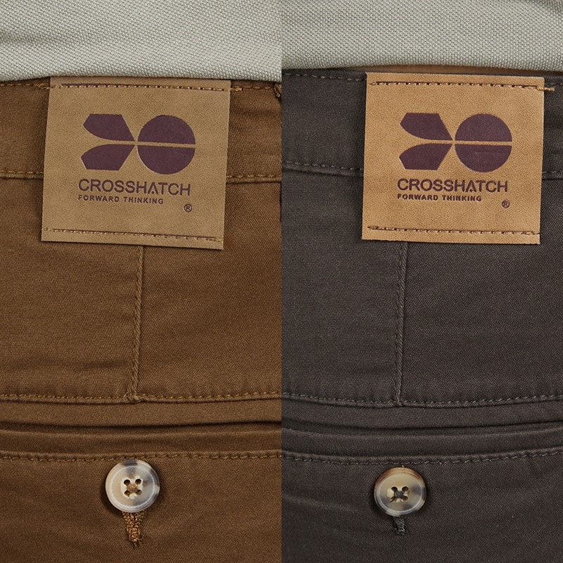 Crosshatch Mens Sinwood Two Pack Chino Shorts Charcoal/Cinnamon - Image 3
