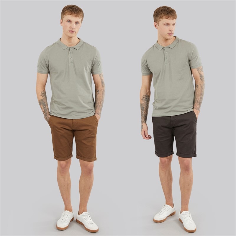 Crosshatch Mens Sinwood Two Pack Chino Shorts Charcoal/Cinnamon - Image 4