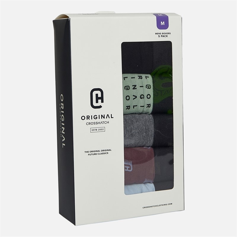 Crosshatch Mens Motifix Five Pack Boxers Assorted - Image 2