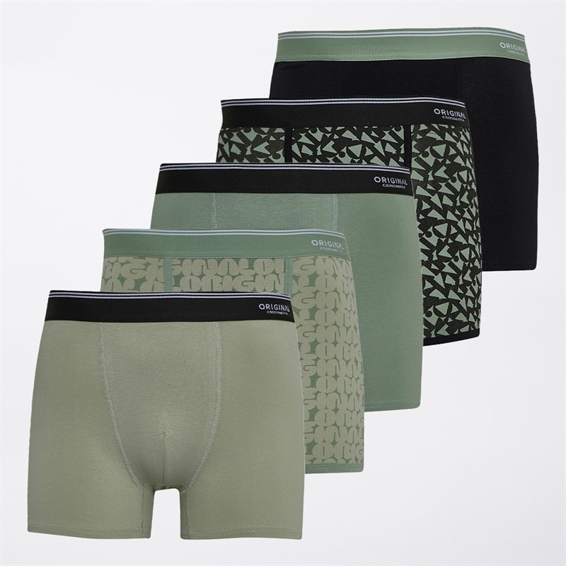 Crosshatch Mens Dringal Five Pack Boxers Green/Blue - Image 1