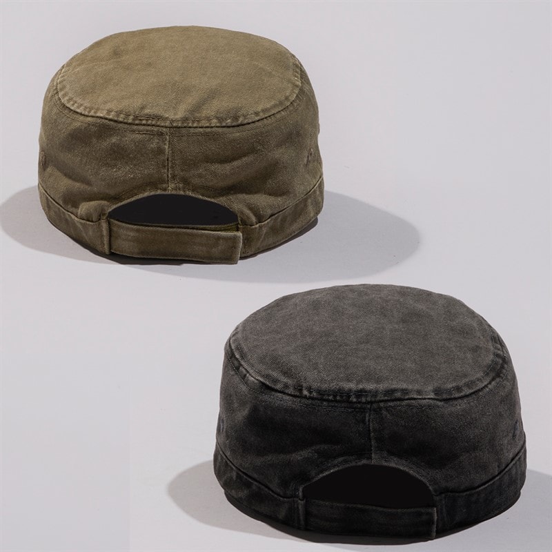 Crosshatch Mens Two Pack Military Style Caps Washed Green/Acid Grey - Image 2