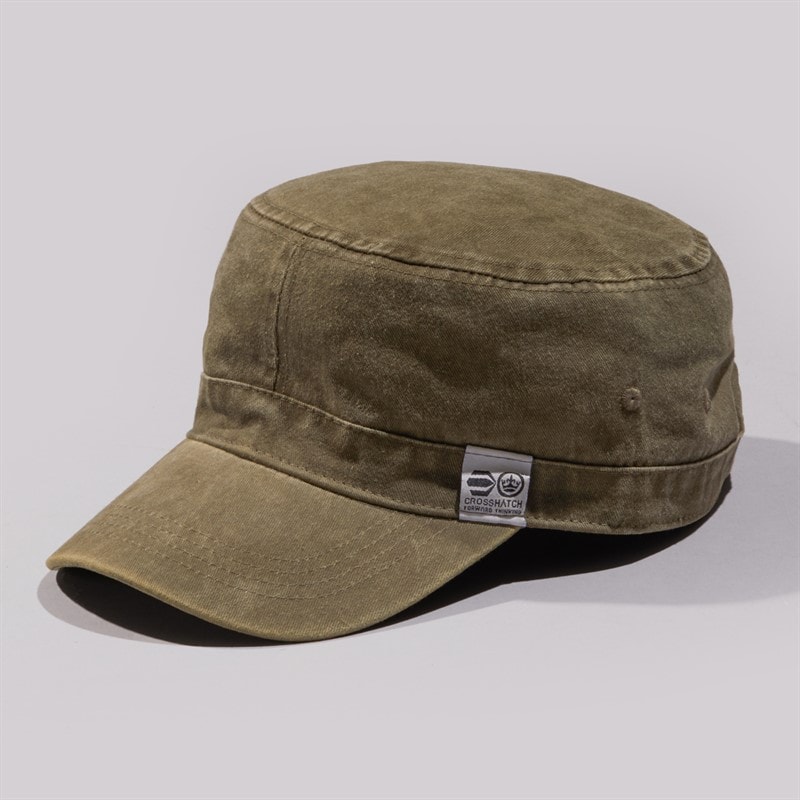 Crosshatch Mens Two Pack Military Style Caps Washed Green/Acid Grey - Image 3