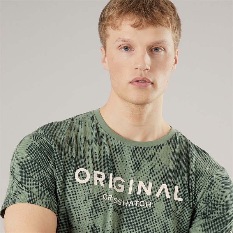 Crosshatch Mens Bardon Camo T-Shirt And Shorts Two Piece Set Olive - Image 3