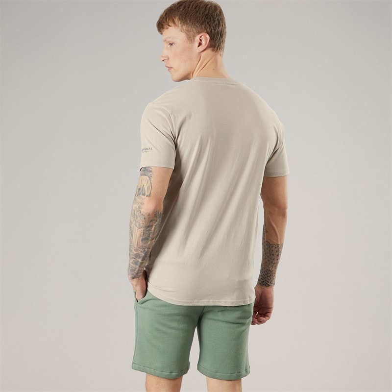 Crosshatch Mens Bardon T-Shirt And Shorts Two Piece Set Light Stone/Olive Lt Stone/Olive - Image 2