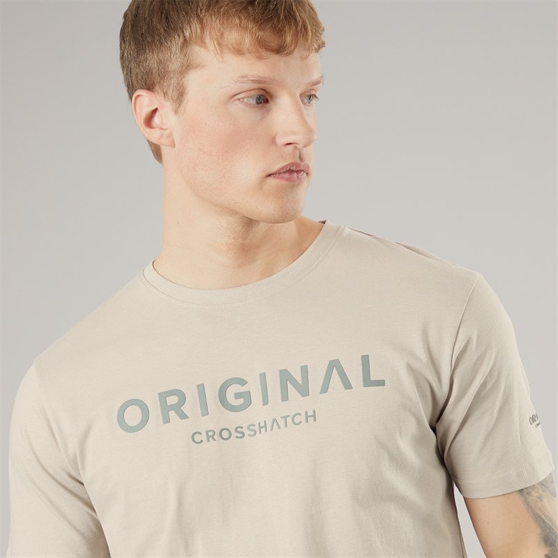 Crosshatch Mens Bardon T-Shirt And Shorts Two Piece Set Light Stone/Olive Lt Stone/Olive - Image 3