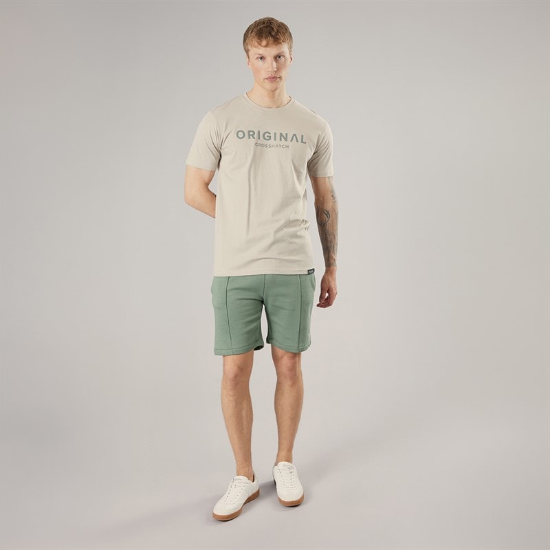 Crosshatch Mens Bardon T-Shirt And Shorts Two Piece Set Light Stone/Olive Lt Stone/Olive - Image 4
