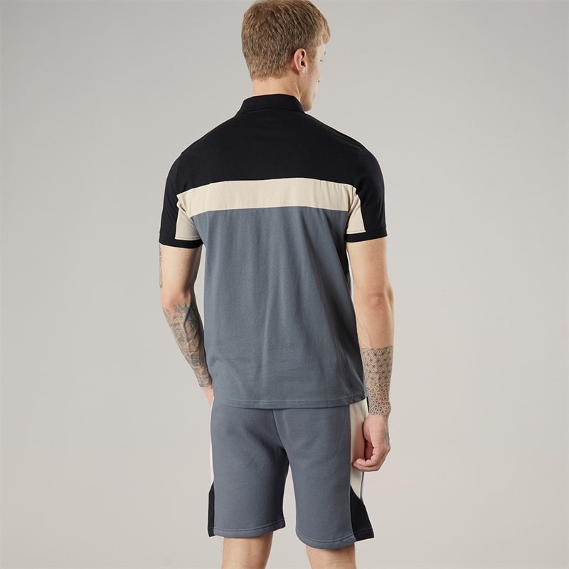 Crosshatch Mens Castlebay Polo Shirt And Shorts Two Piece Set Slate - Image 2