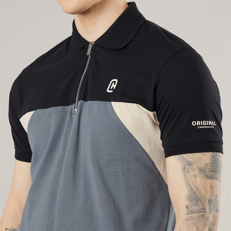 Crosshatch Mens Castlebay Polo Shirt And Shorts Two Piece Set Slate - Image 3