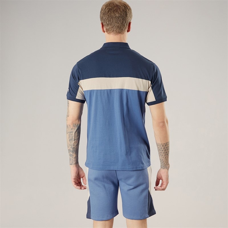 Crosshatch Mens Castlebay Polo Shirt And Shorts Two Piece Set Blue - Image 2