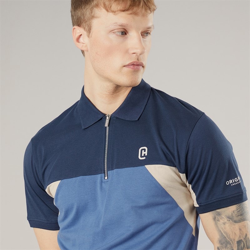 Crosshatch Mens Castlebay Polo Shirt And Shorts Two Piece Set Blue - Image 3