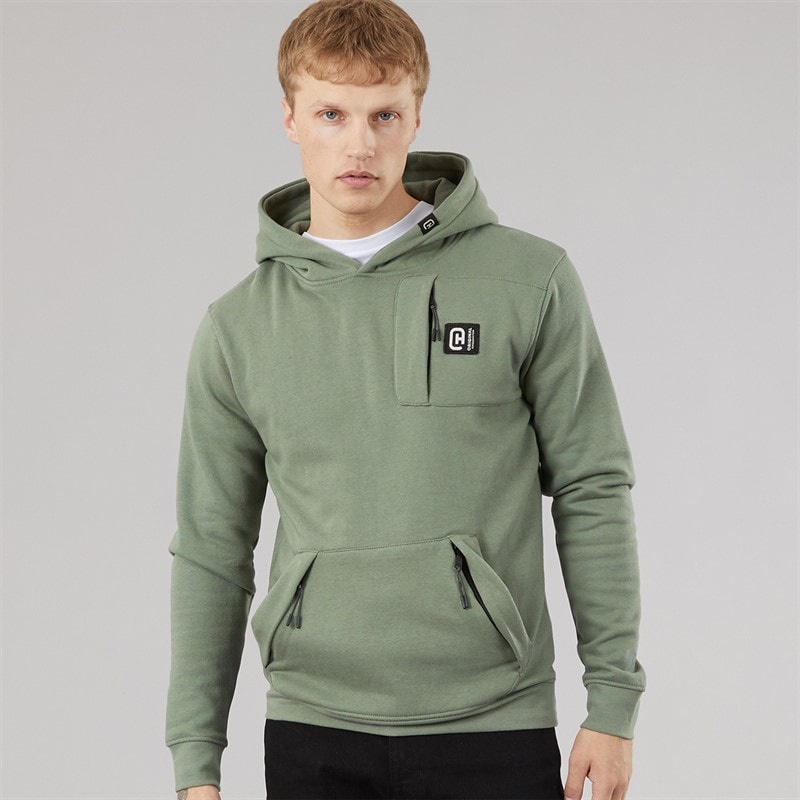 Crosshatch Mens Portville Hoodie Olive