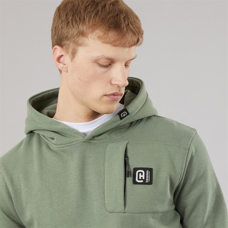 Crosshatch Mens Portville Hoodie Olive - Image 3