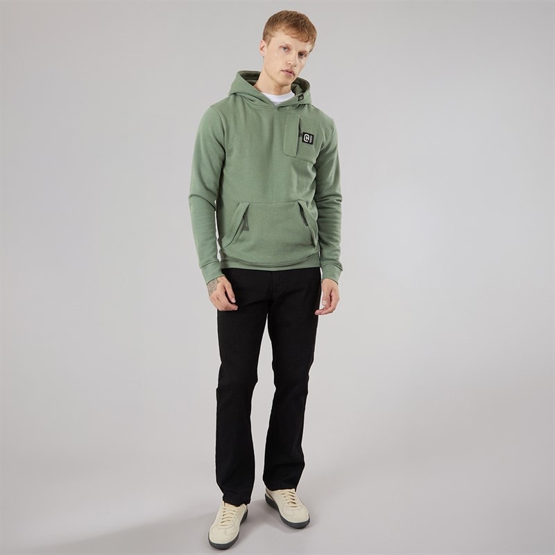 Crosshatch Mens Portville Hoodie Olive - Image 4