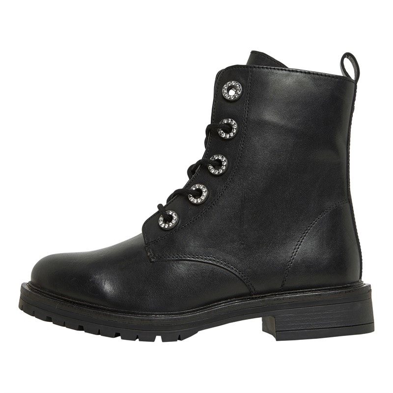 Dune Womens Precious 2 Combat Boots Black Leather - Image 1