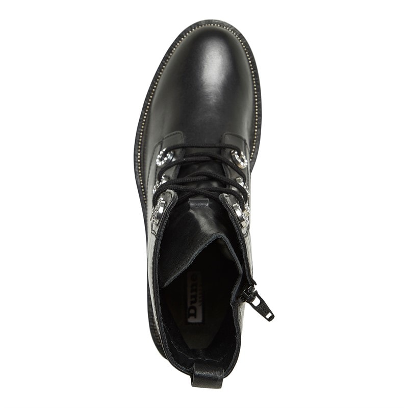Dune Womens Precious 2 Combat Boots Black Leather - Image 4