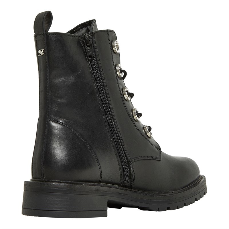 Dune Womens Precious 2 Combat Boots Black Leather - Image 5