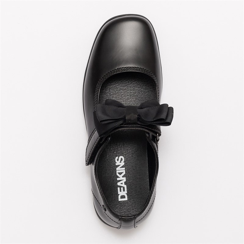 Deakins Junior Girls Devon Mary Jane Bow Shoes Black - Image 3