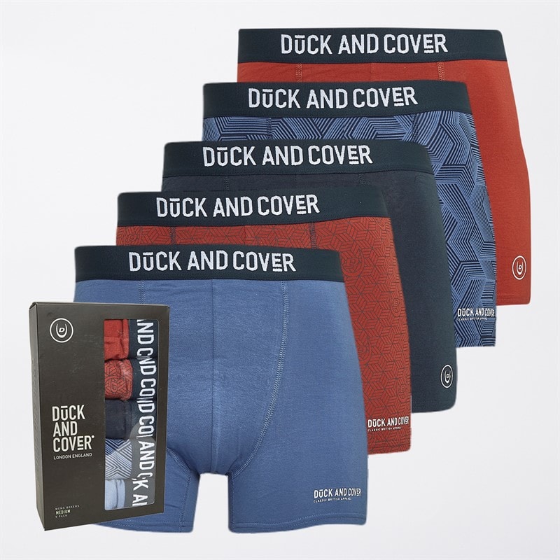 Duck and Cover Mens Quenelly Five Pack Boxer Shorts Assorted