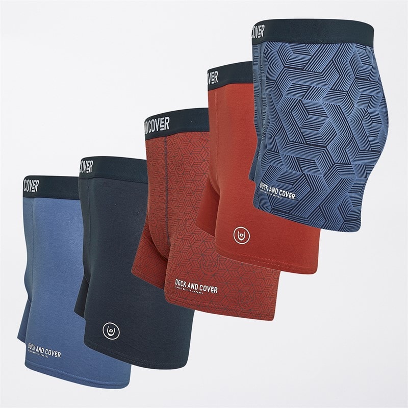 Duck and Cover Mens Quenelly Five Pack Boxer Shorts Assorted - Image 2