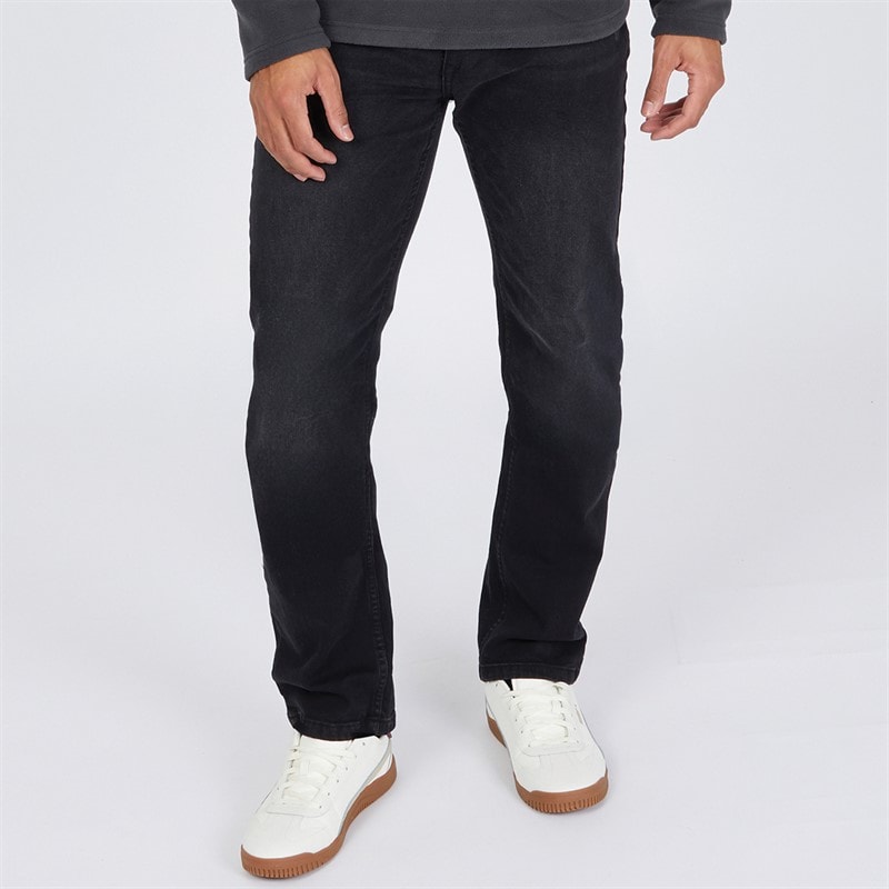 Duck and Cover Mens Janstar Straight Fit Jeans Black Wash