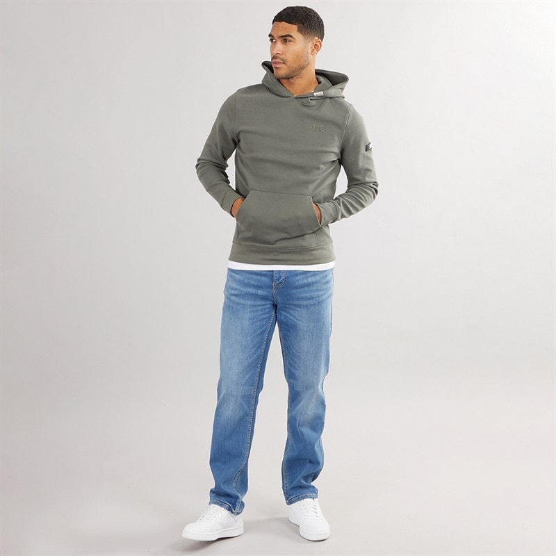 Duck and Cover Mens Hannings Hoodie Olive - Image 4