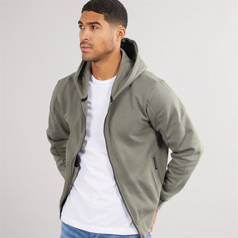 Duck and Cover Mens Chemtars Full Zip Hoodie Green Slate - Image 1