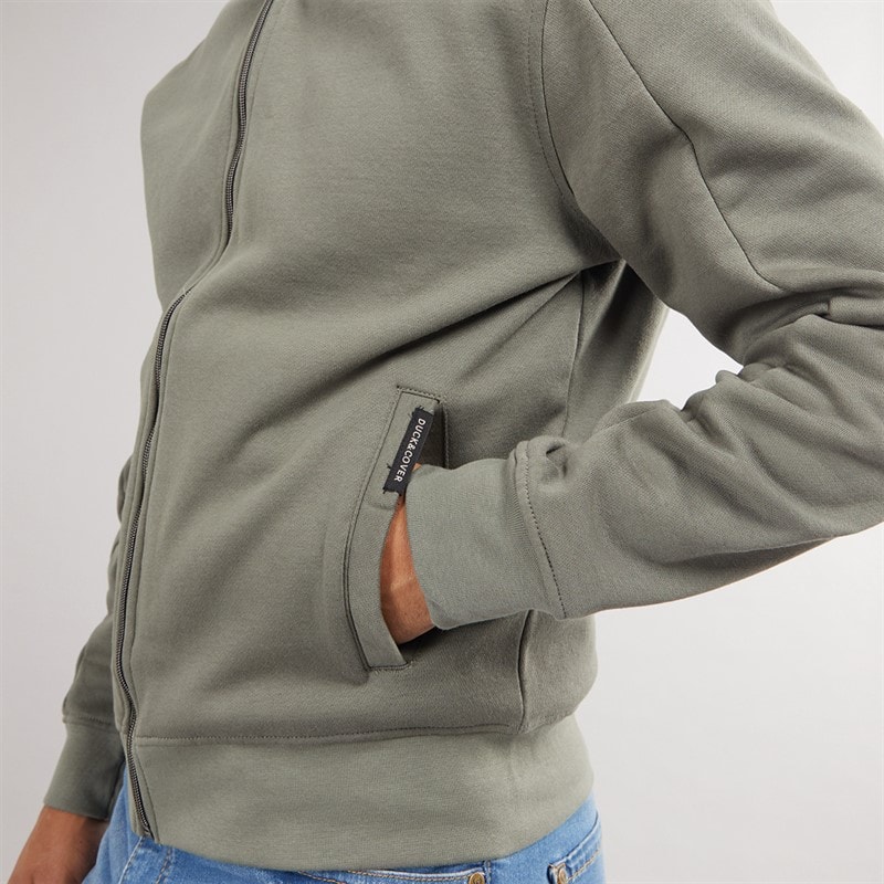 Duck and Cover Mens Chemtars Full Zip Hoodie Green Slate - Image 3