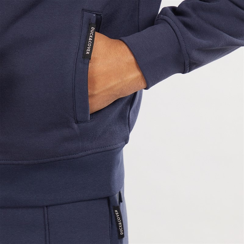 Duck and Cover Mens Chemtars Full Zip Hoodie Navy - Image 3