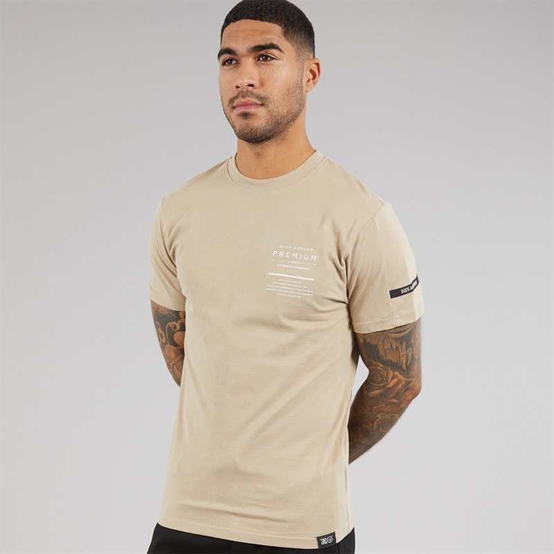 Duck and Cover Mens Rayland T-Shirt Stone