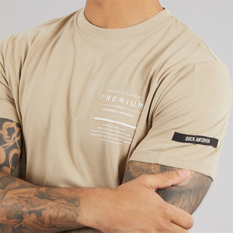 Duck and Cover Mens Rayland T-Shirt Stone - Image 3