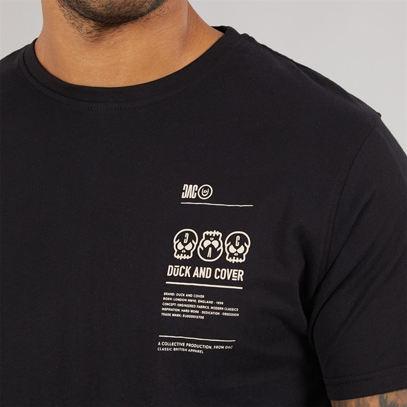 Duck and Cover Mens Cramptone T-Shirt Black - Image 3