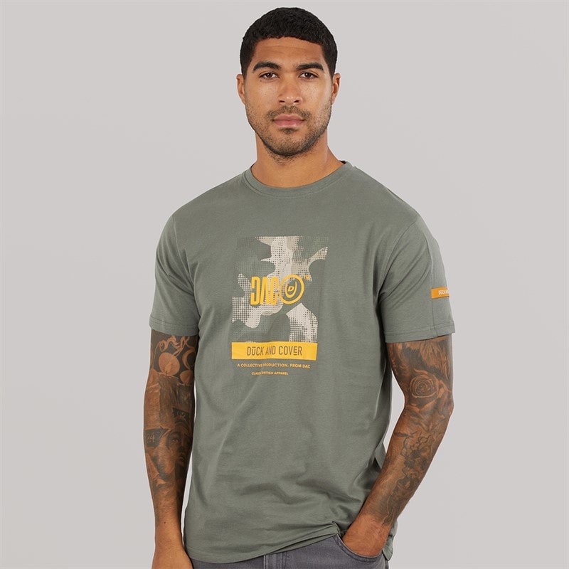 Duck and Cover Mens Camostack T-Shirt Dark Olive